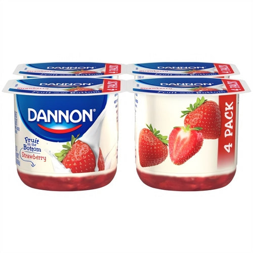 Yogurt Strawberry, fruit on the bottom, 4 pack. 5.3 oz