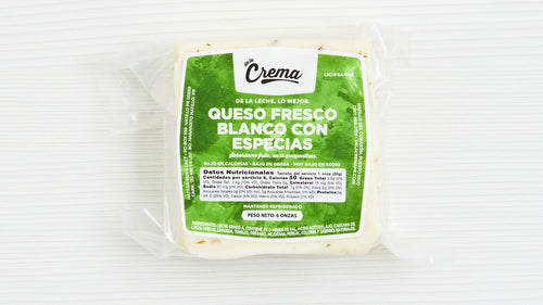 Queso fresco blanco con especias, De la Crema