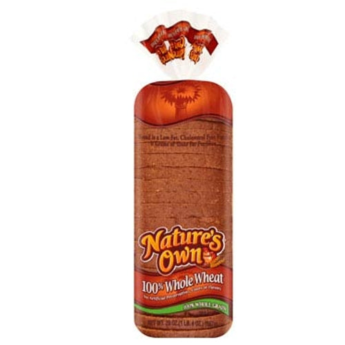 Natures Own 100% Whole Wheat Bread 20 oz